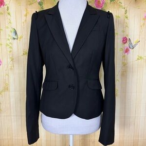 Ann Taylor Loft Black Ruffle Blazer, Size 0